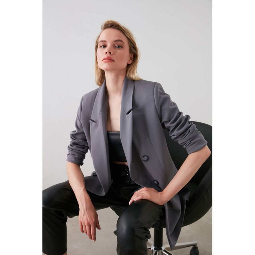 NWT Trendyol Women Oversize Cache-coeur Woven Jacket